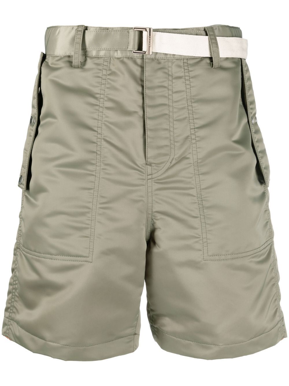 Belted-waist detail shorts - Green