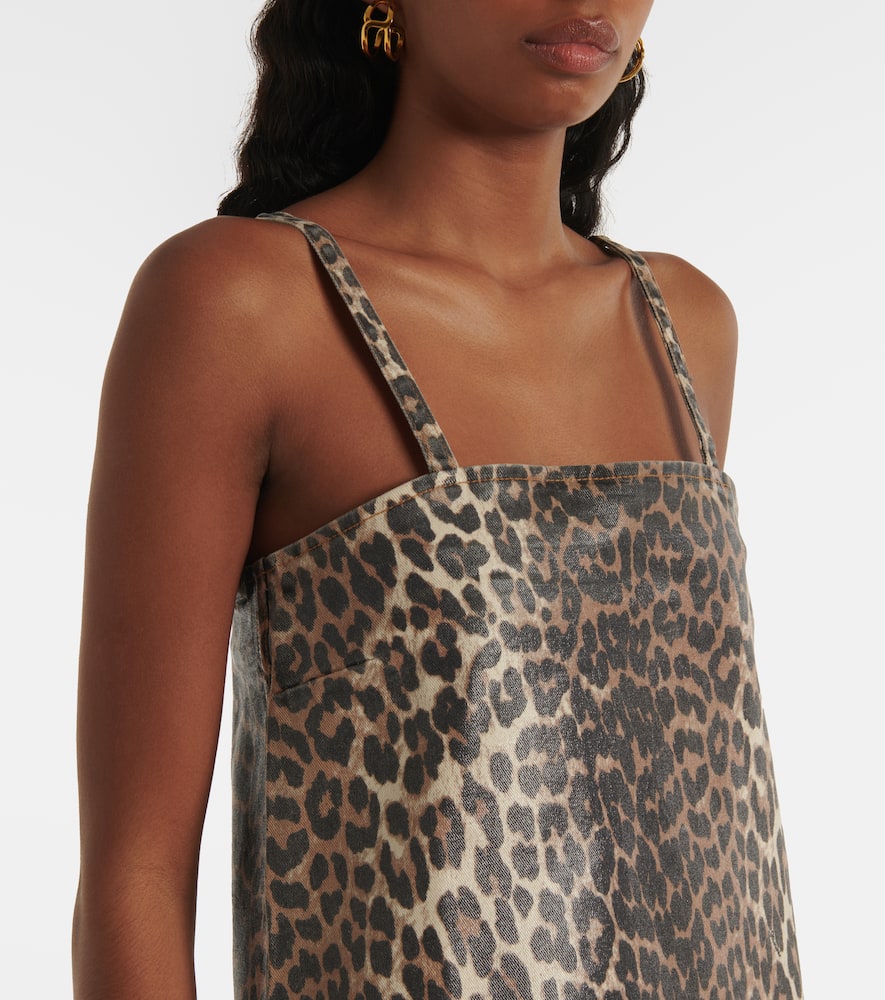 Leopard-print denim minidress