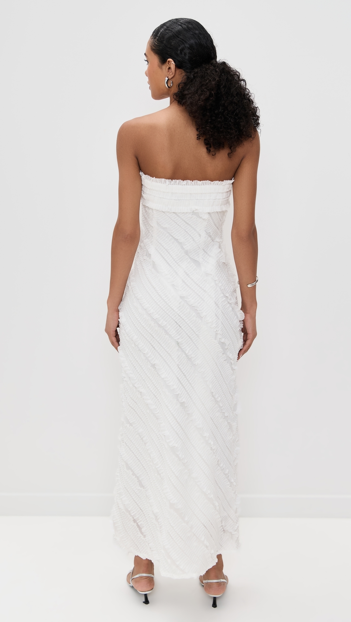 Strapless Ruffled Maxi Dress White