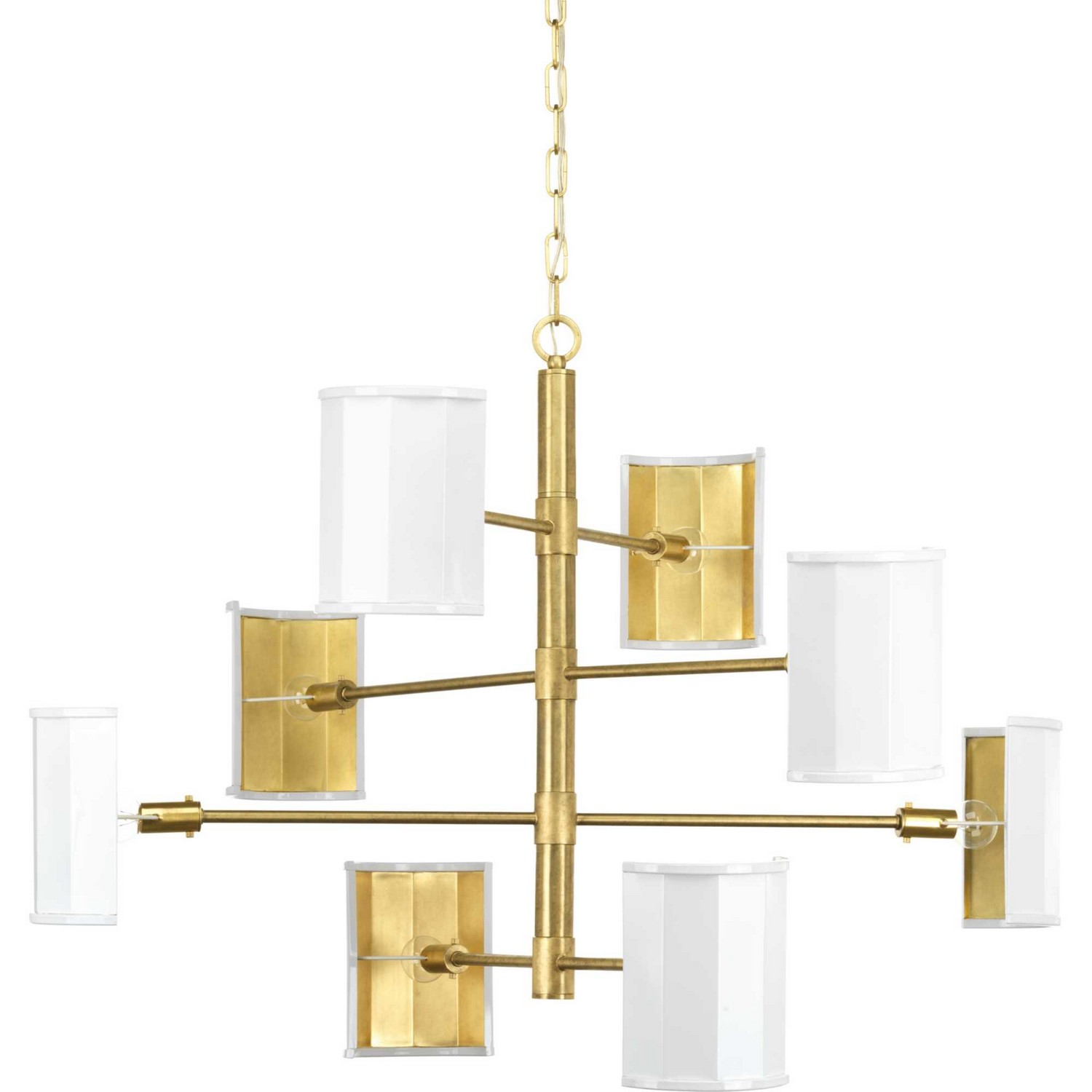 Brushed Brass Eight Light Chandelier from the Point Dume-Wandermere Collection