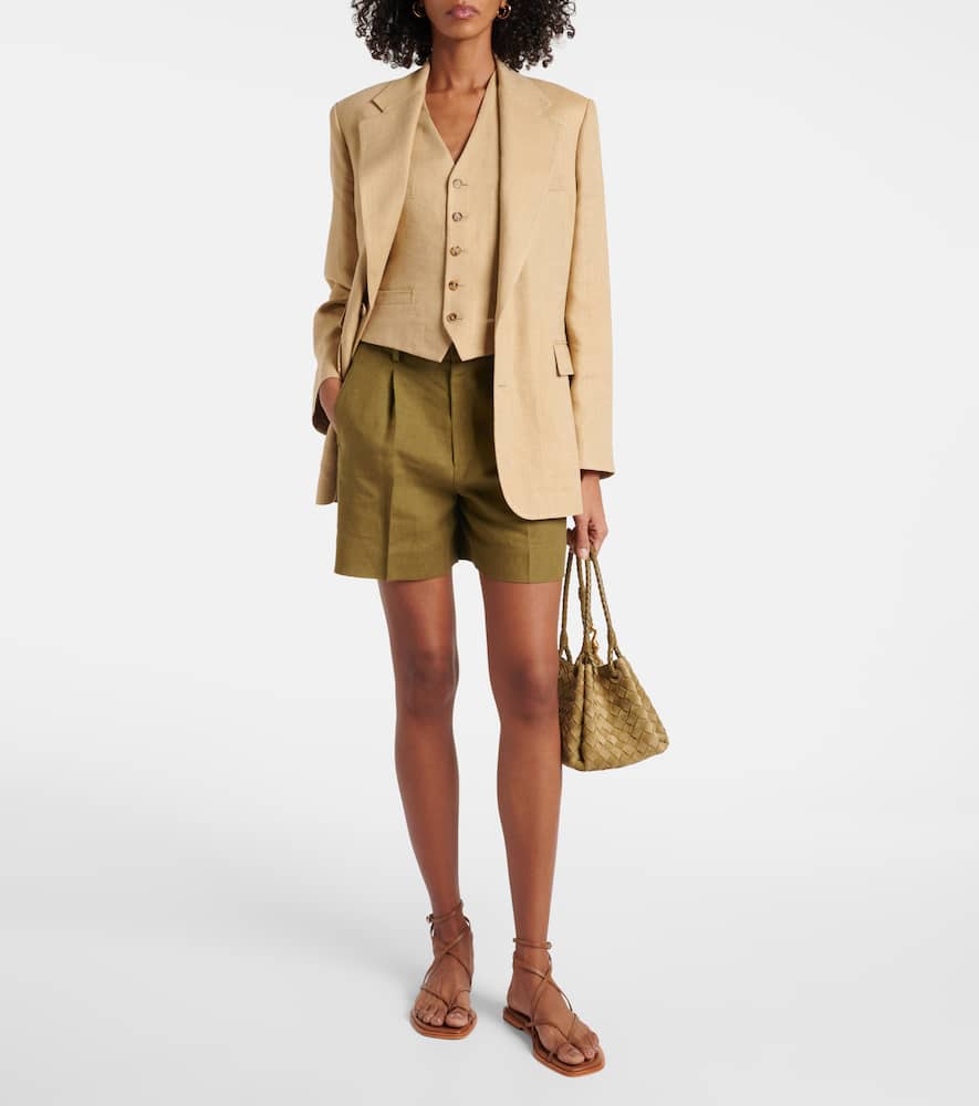Tracy pleated linen shorts