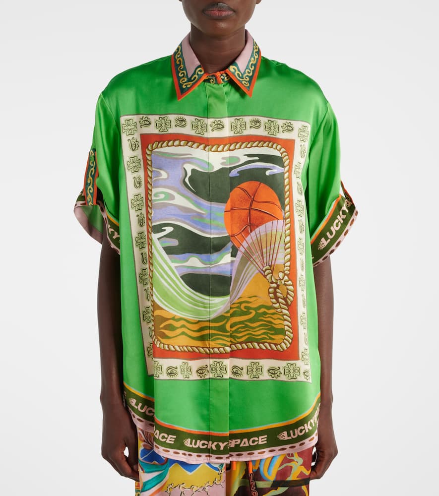 Alémais Lucky Pace printed silk shirt
