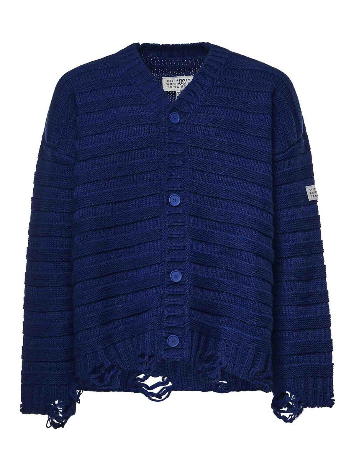 Maison Margiela - wool cardigan distressed hem ribbed texture