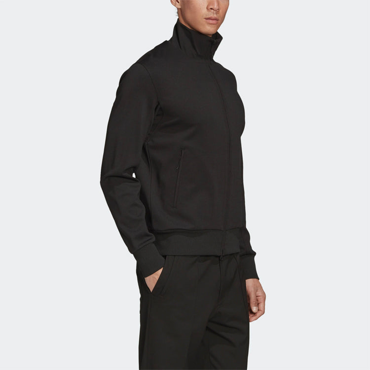 Men's Y-3 Printing Logo Stand Collar Zipper Long Sleeves Jacket Black