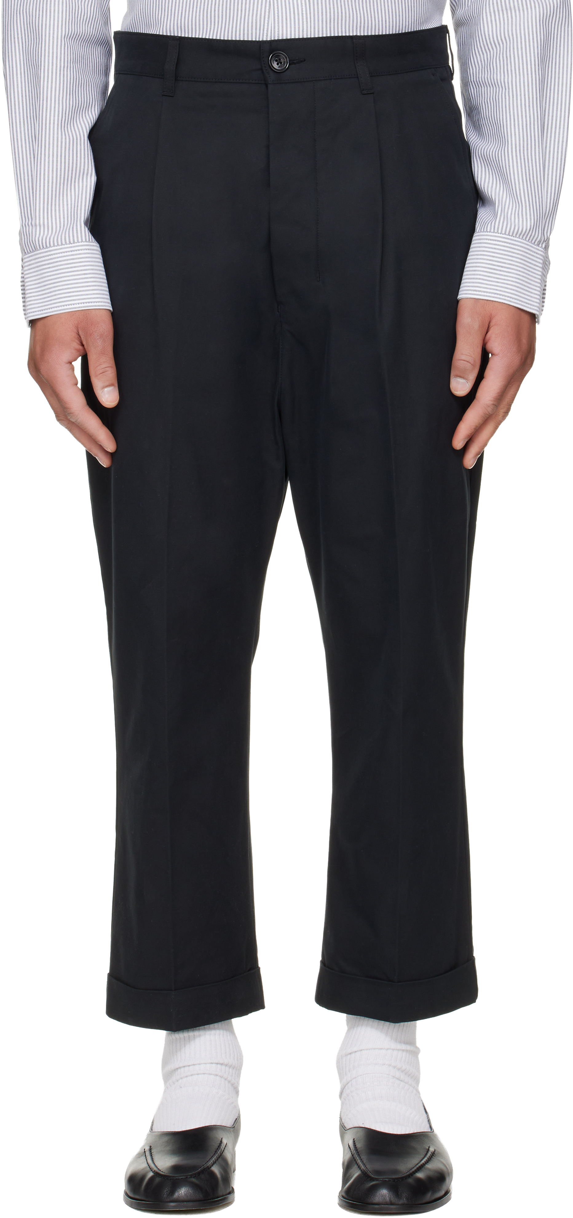 Black Cotton Carrot Oversized Trousers