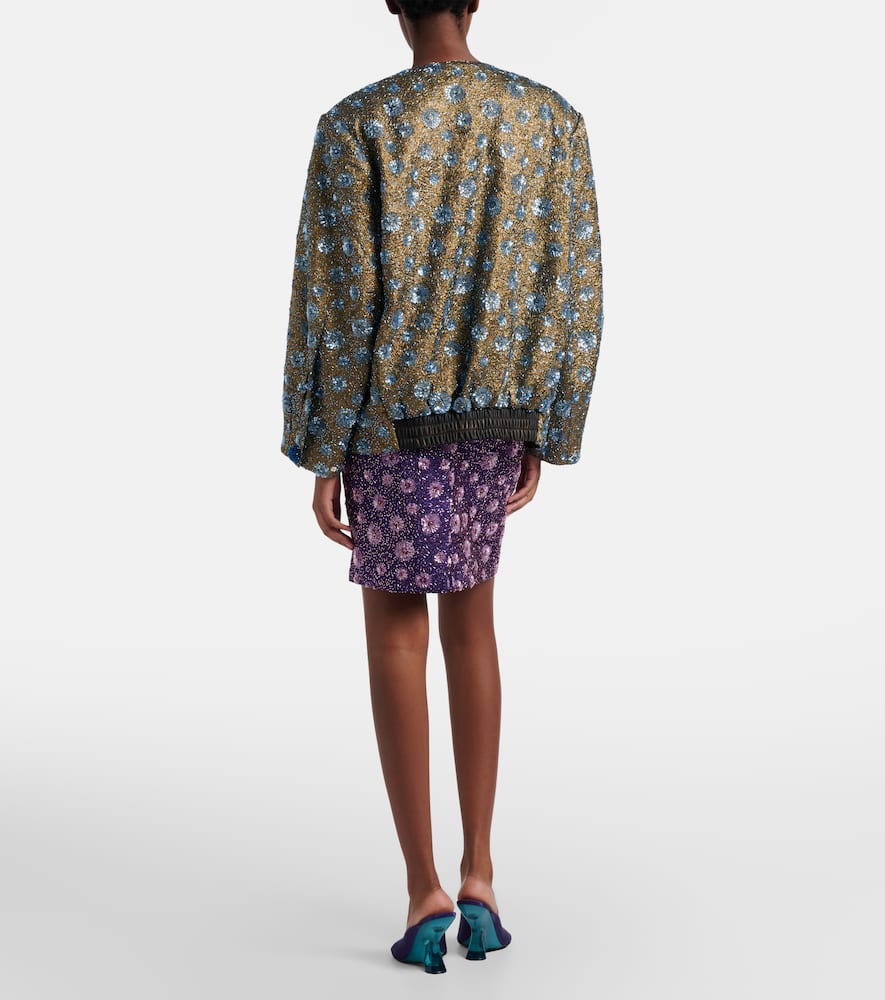 Floral sequined pencil skirt