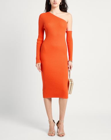 Woman Midi dress Orange Size 10 Cotton, Viscose, Nylon, Cashmere