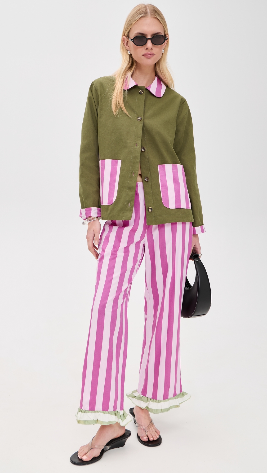Dalston Jacket Green/Rose Stripe