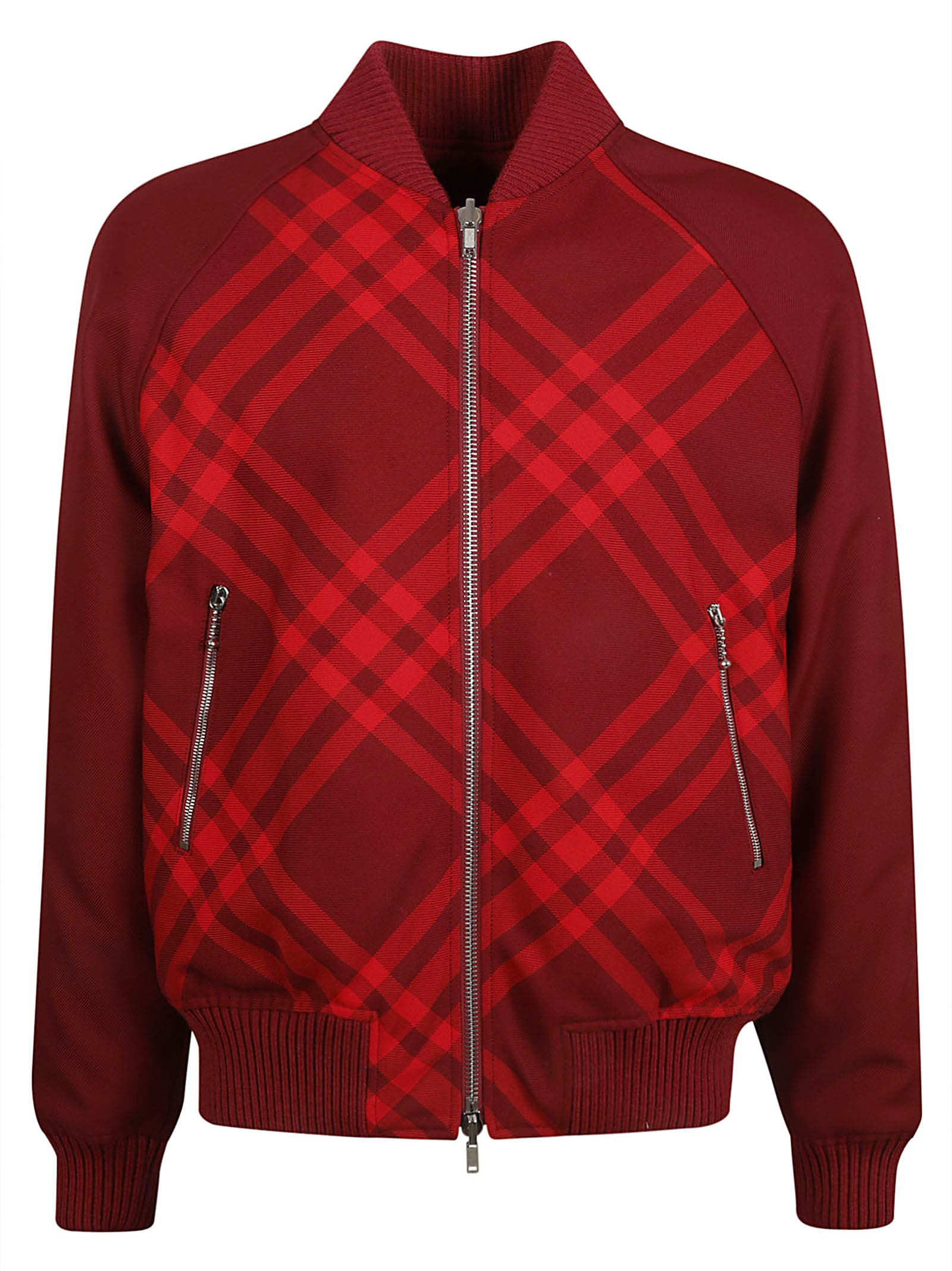 Reversible check-print bomber jacket - Red