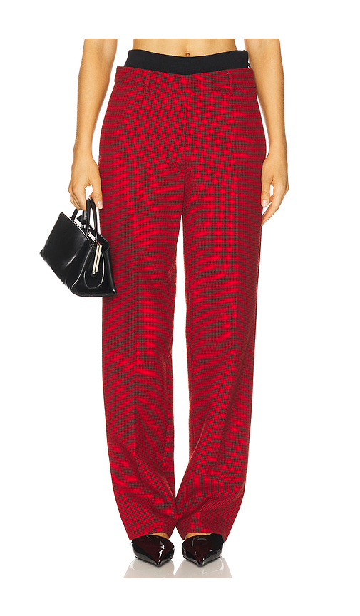 MSGM Techno Micro Check Pant in Red. 40. Also