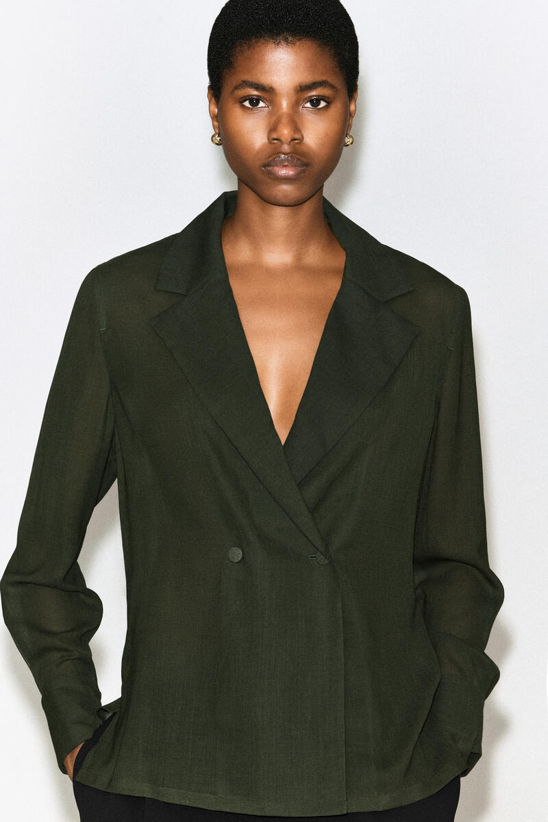 Double-Breasted Wool-Blend Shirt
