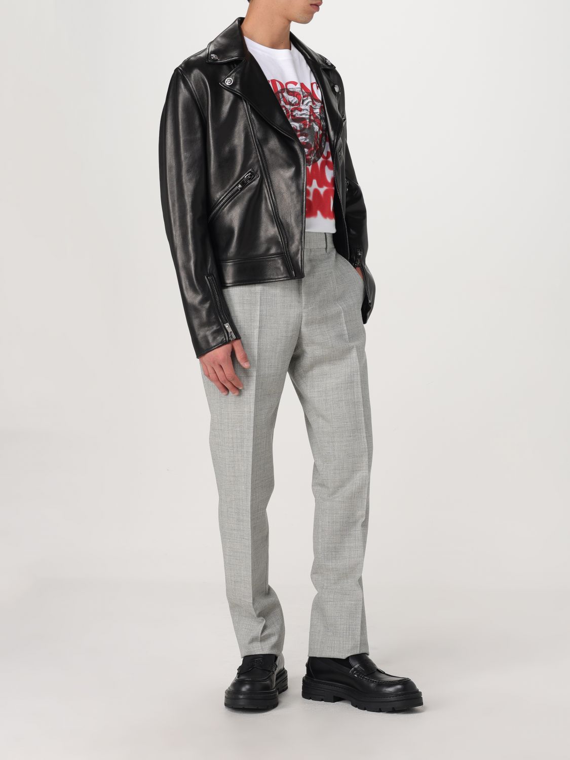 Tailored slim-cut trousers - Grey