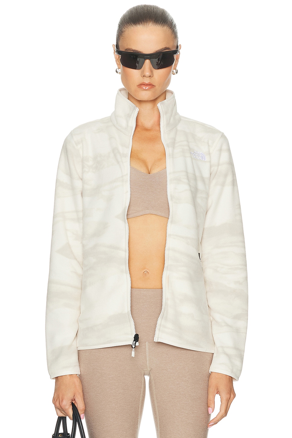 The North Face Glacier Fleece Jacket in White Dune Edge Of Light Print - White. XS also in L, M