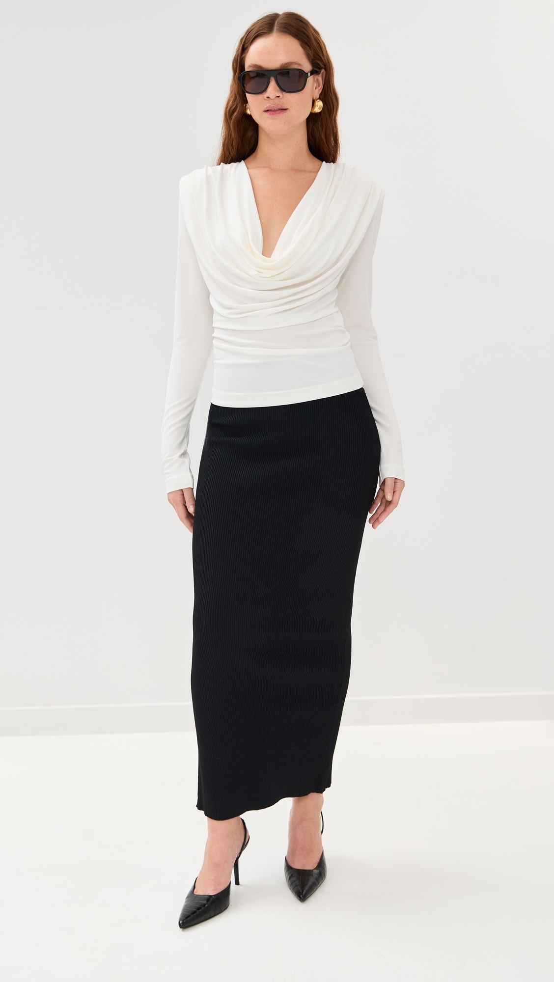 WARDROBE. NYC Matte Column Skirt Black