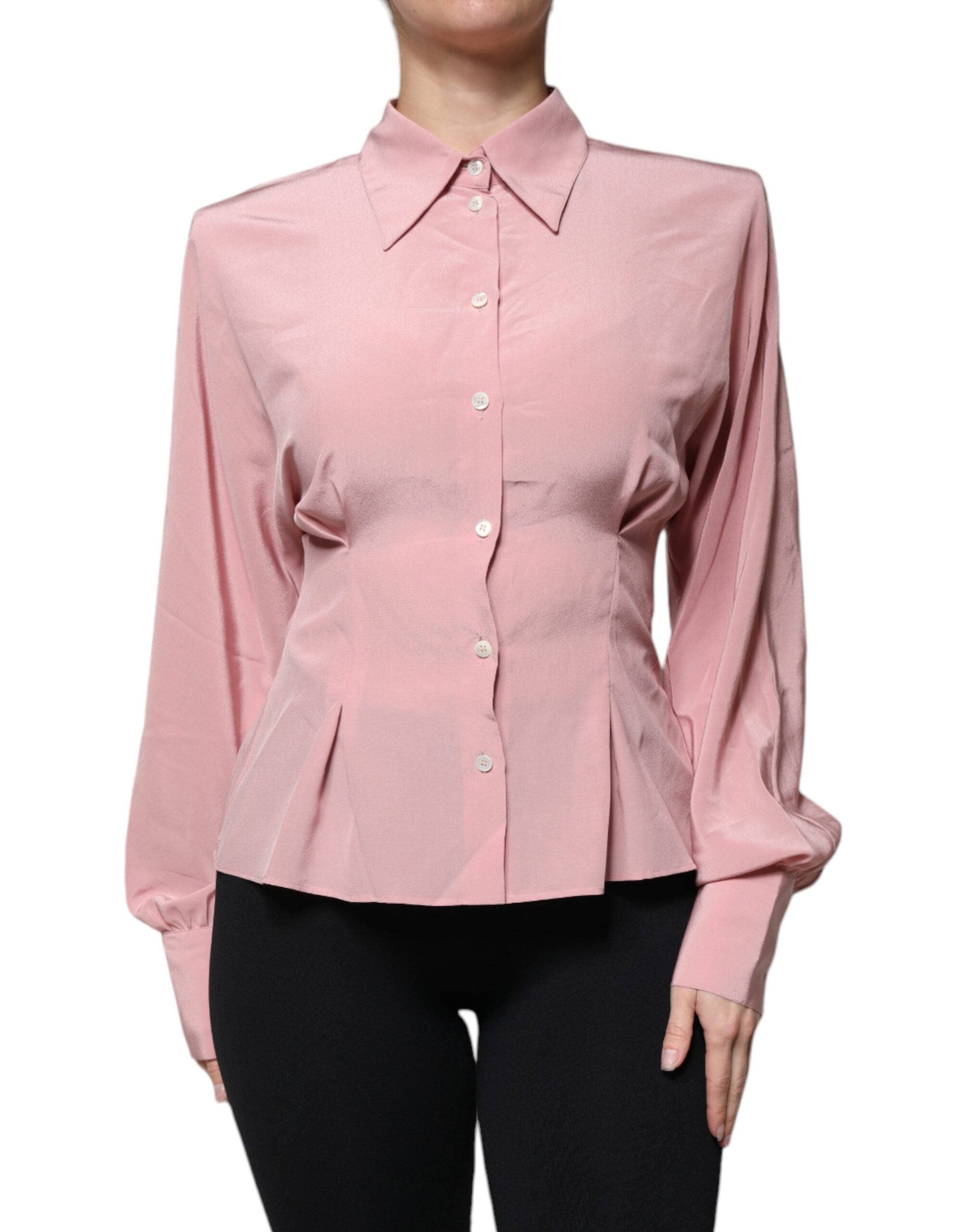 Silk Collared Blouse — Pink