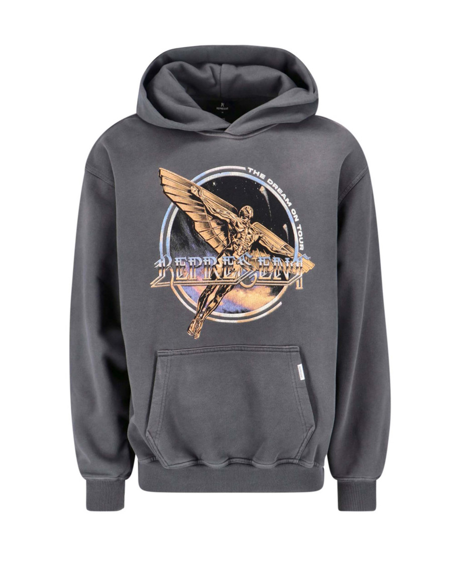 Grey Graphic Hood Sweatshirt