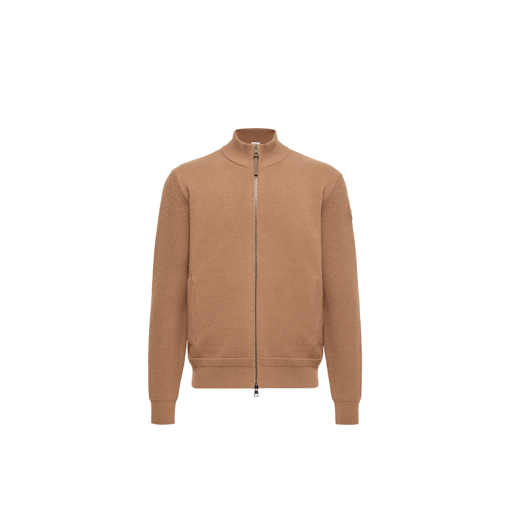 Knit Zip-Up Cardigan — Brown