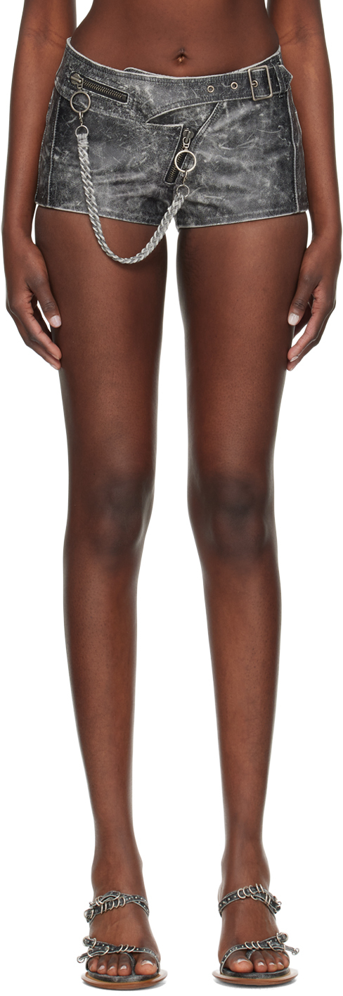 KNWLS Black Nihil Leather Shorts