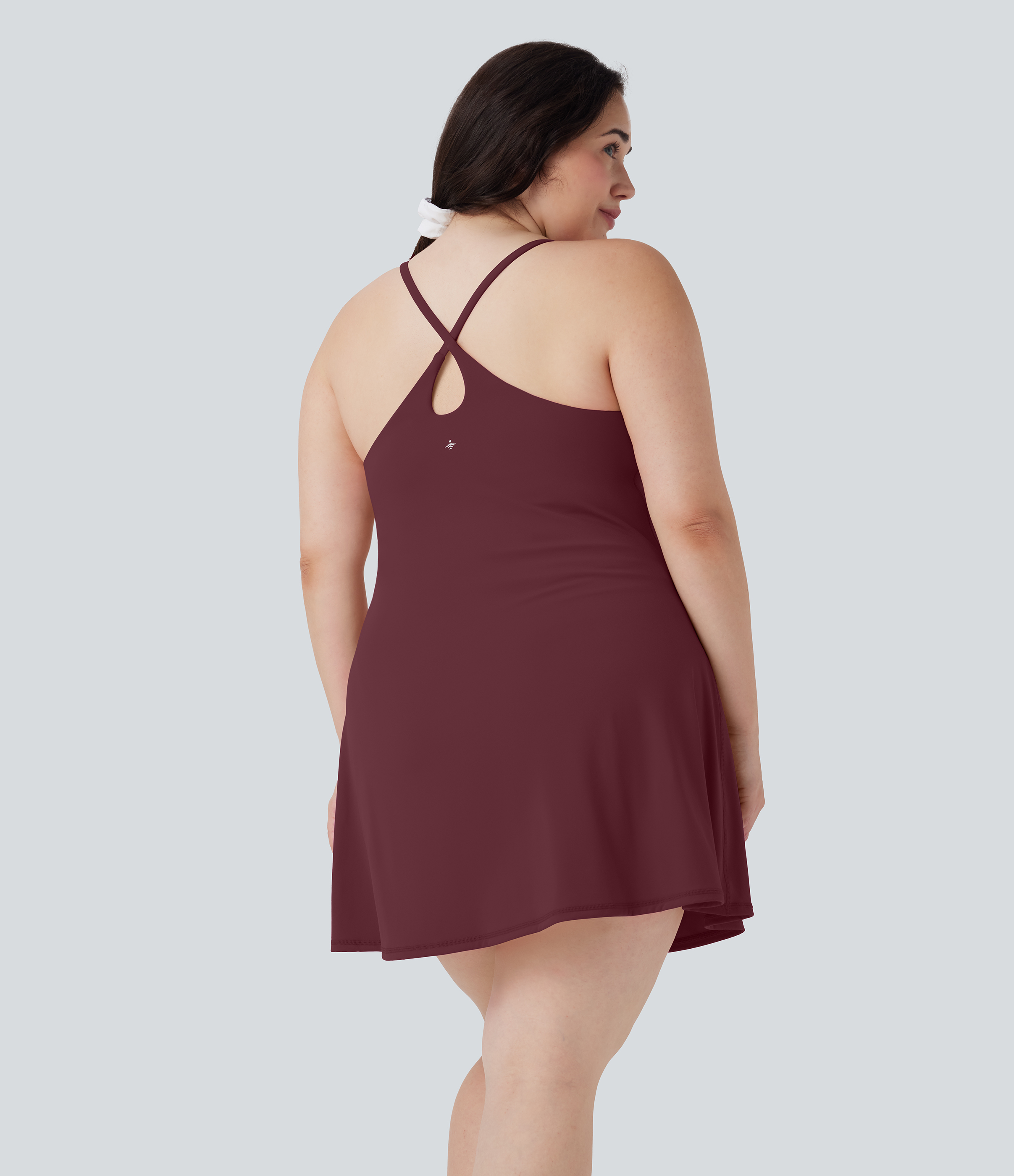 SoftlyZero™ Plush Active Plus Size Dress-Longer Length-Easy Peezy Edition Workout Dress - Zinfandel