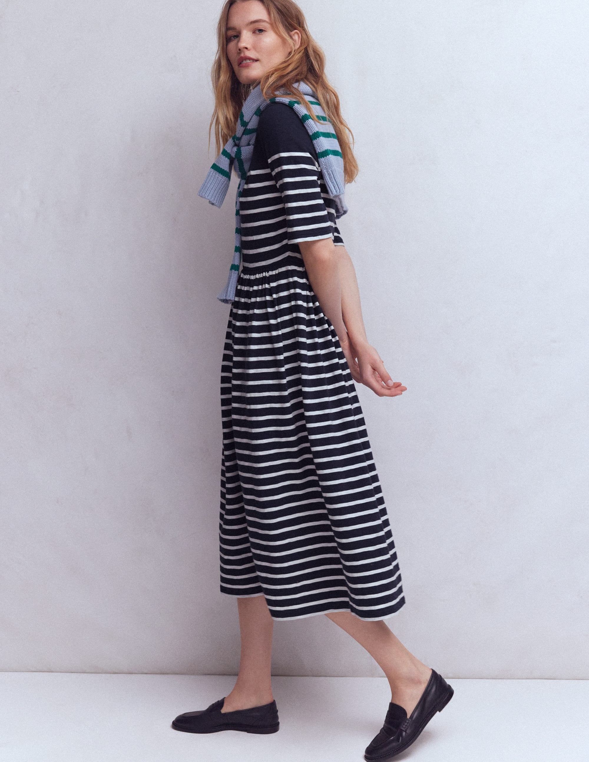 Women's Aria Collared Jersey Dress in Blue | Size 0