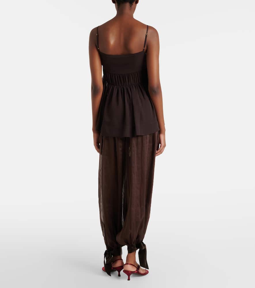 Striped silk-blend wide-leg pants