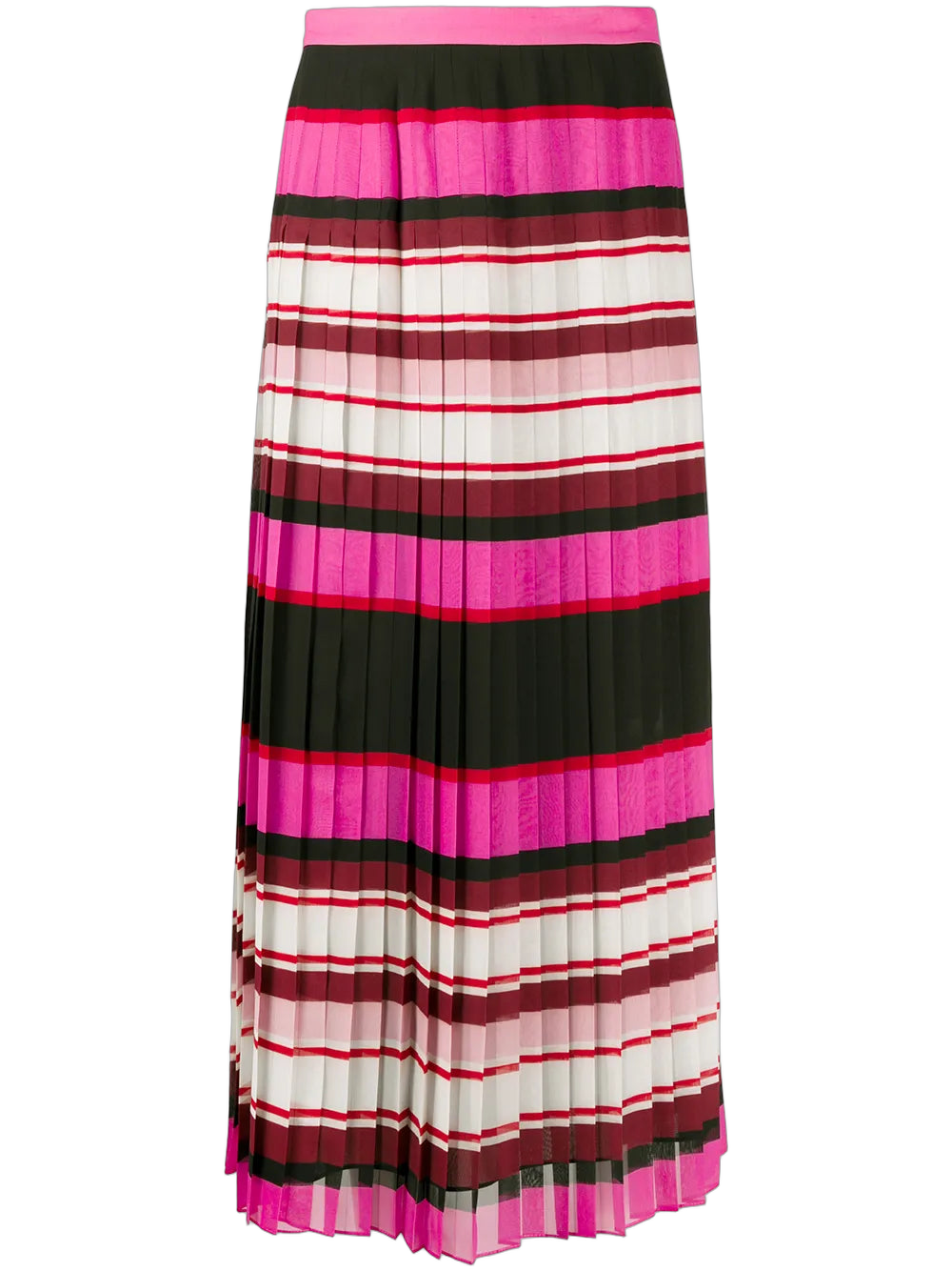 Striped Pleated Silk Skirt — Pink