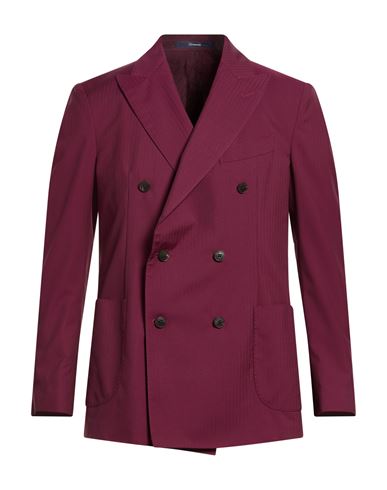 Man Blazer Burgundy Size 38 Virgin Wool, Cotton, Silk