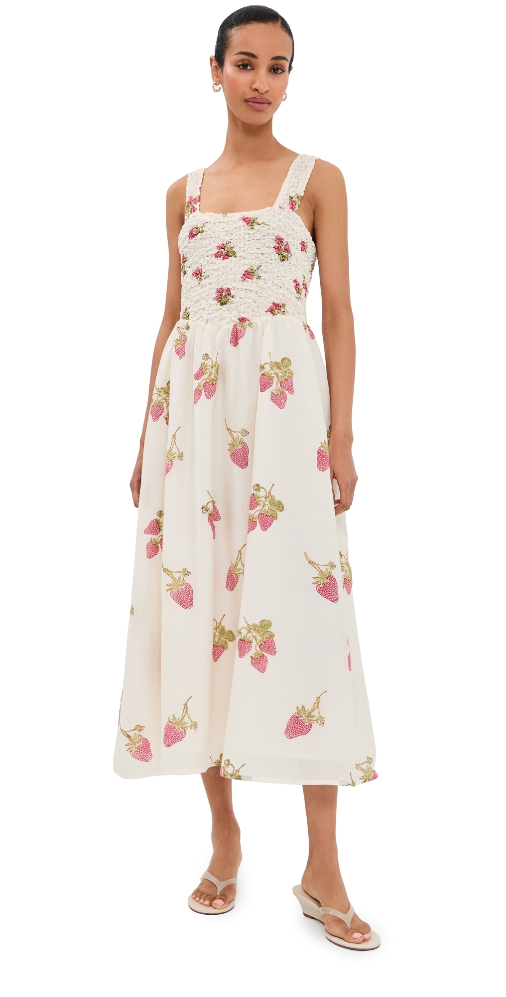 Kay Strawberry Dot Dress Off-White