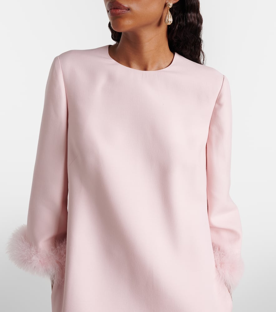 Crepe Couture feather-trimmed midi dress