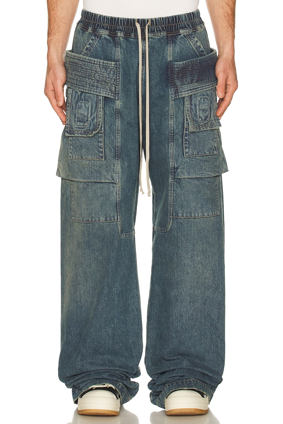 DRKSHDW by Rick Owens Creatch Wide Cargo Drawstring in Blue. - L also in M, XL/1X
