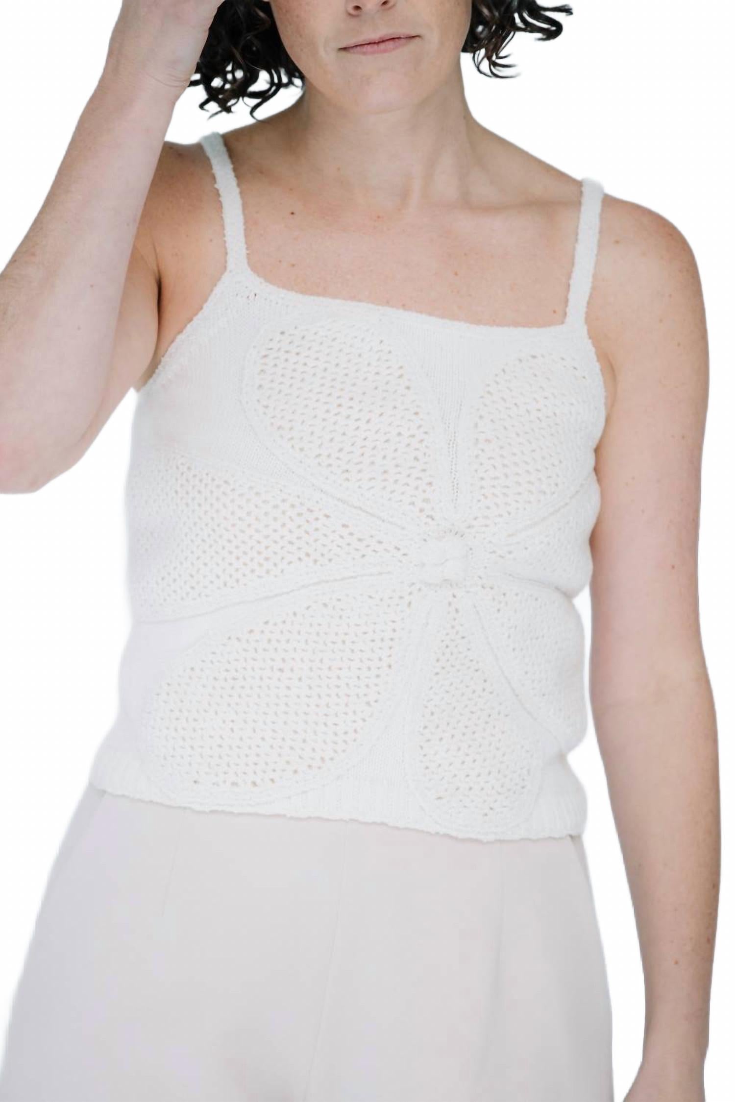 Crochet Flower Tank Top In Ivory