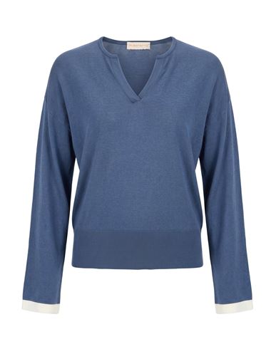 Woman Sweater Slate blue Size 6 Silk, Cashmere