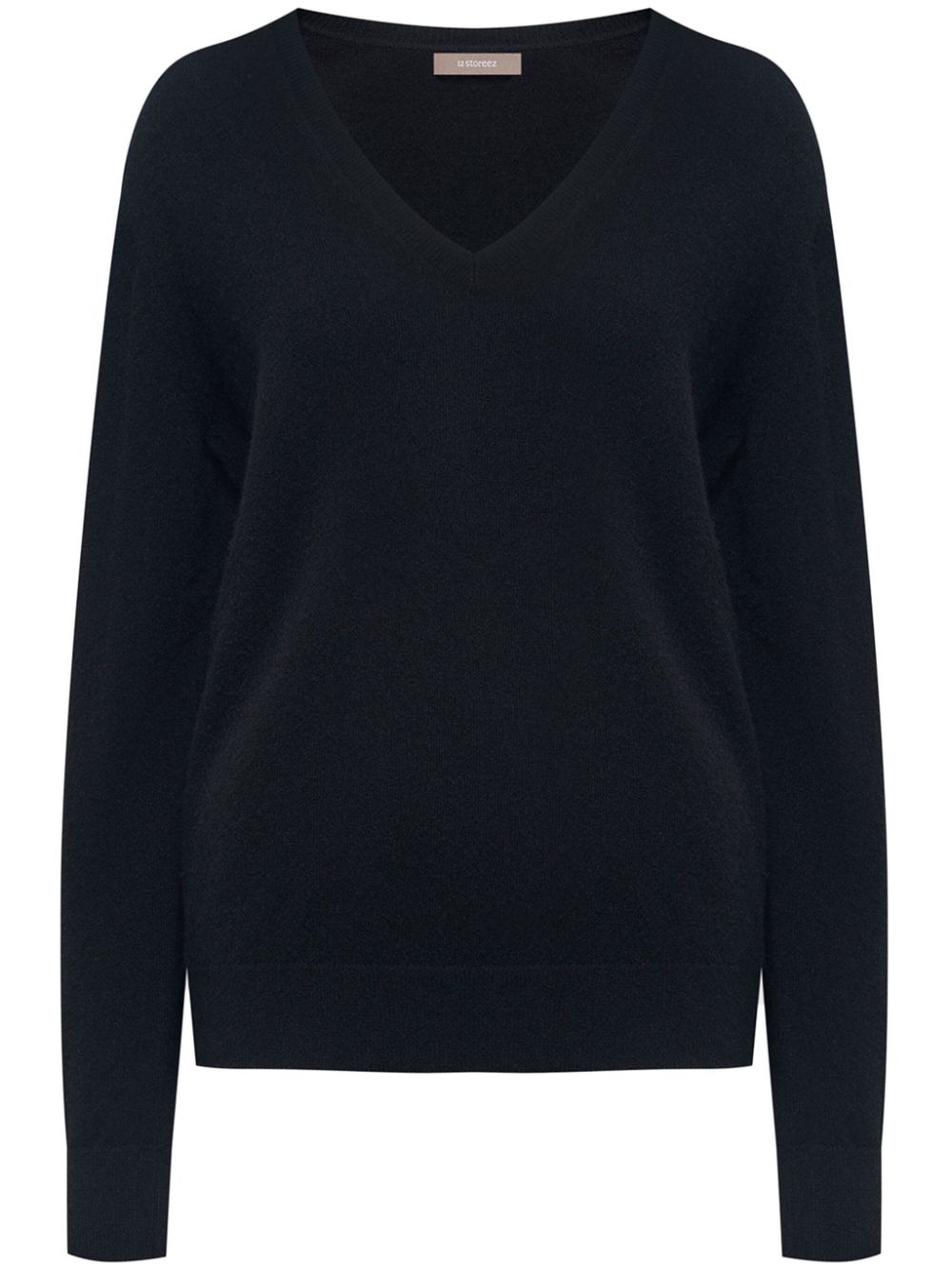 V-neck cashmere-wool jumper - Black
