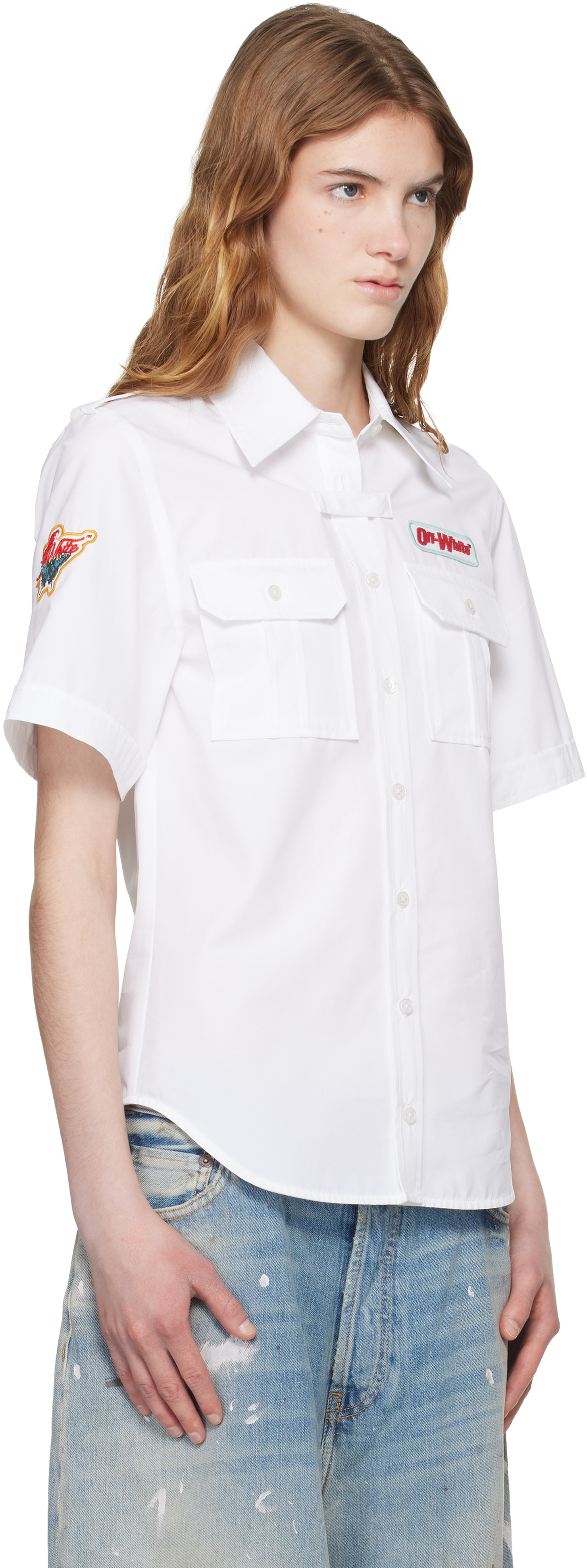 White Popeline Short Sleeve Fitted Shirt