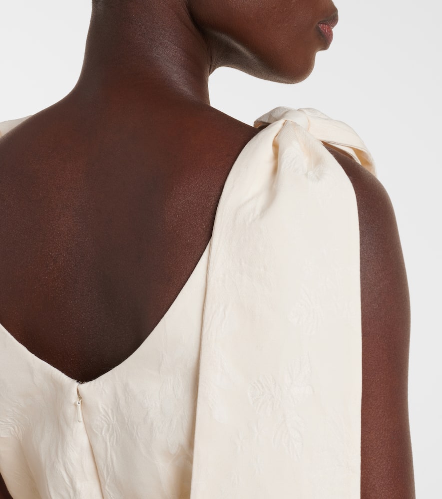 Gita bow-detail brocade minidress
