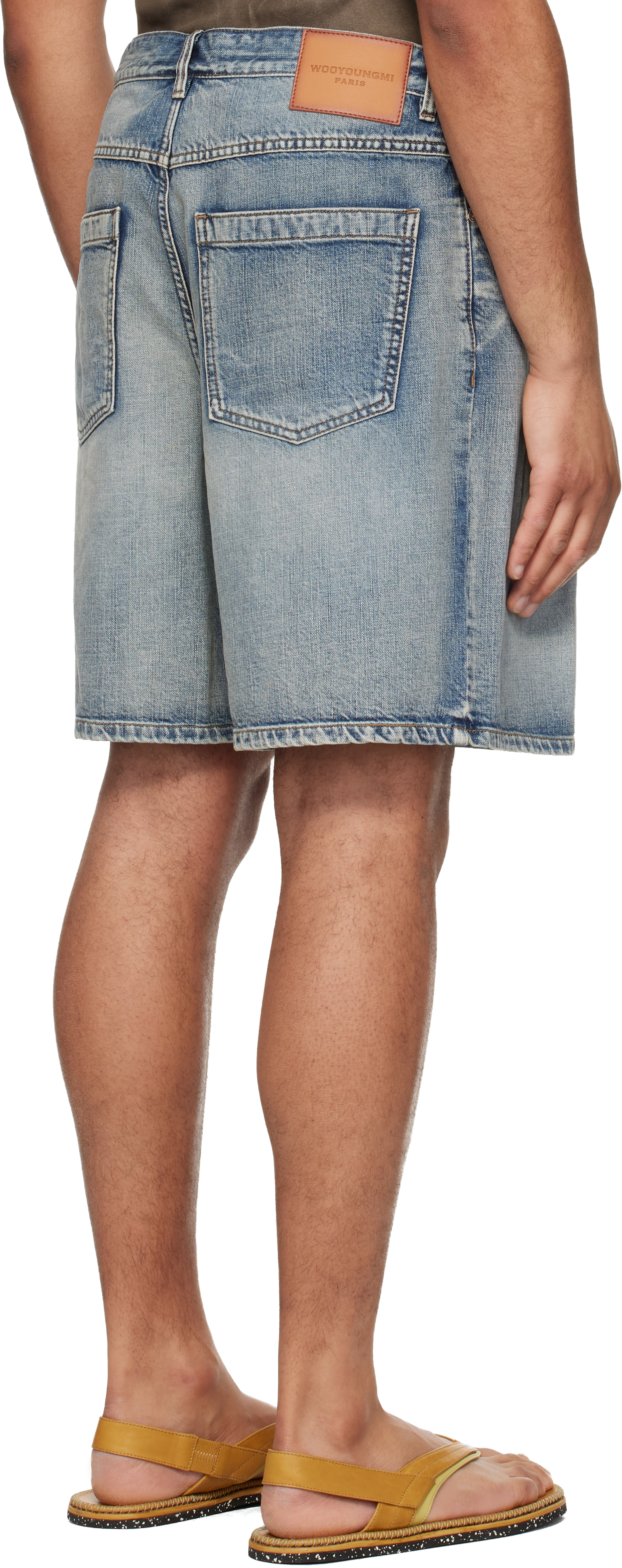 Blue One Tuck Denim Shorts