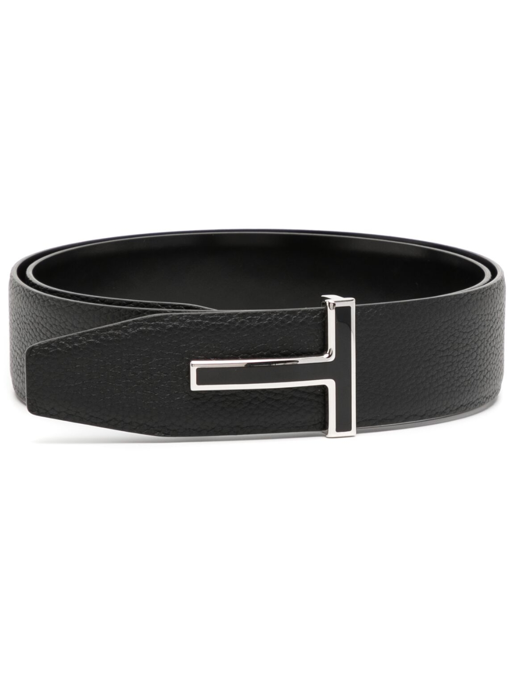 T-buckle leather belt - Black