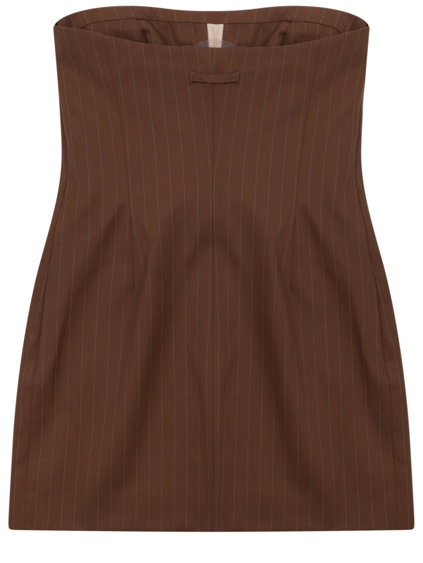 Jean Paul Gaultier - strapless pinstripe dress pockets buttons slit
