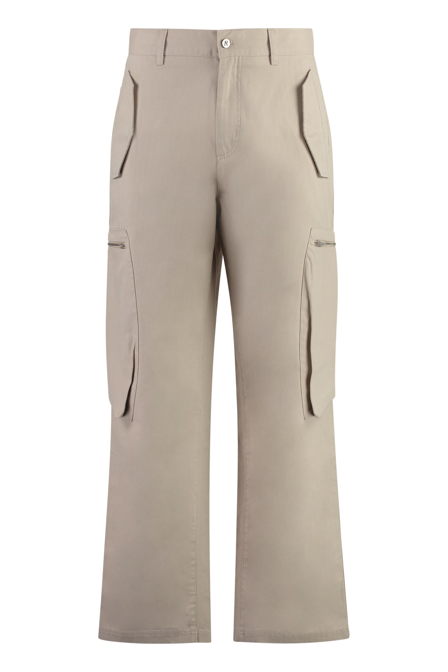 Embroidered-logo cotton trousers - Neutrals