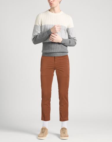 Man Pants Brown Size 38 Cotton, Elastane