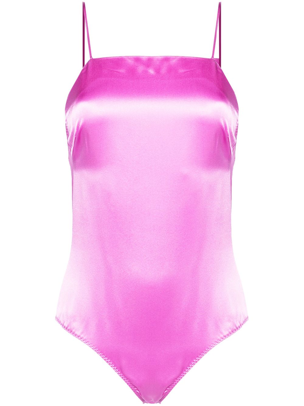 Square-neck silk bodysuit - Pink