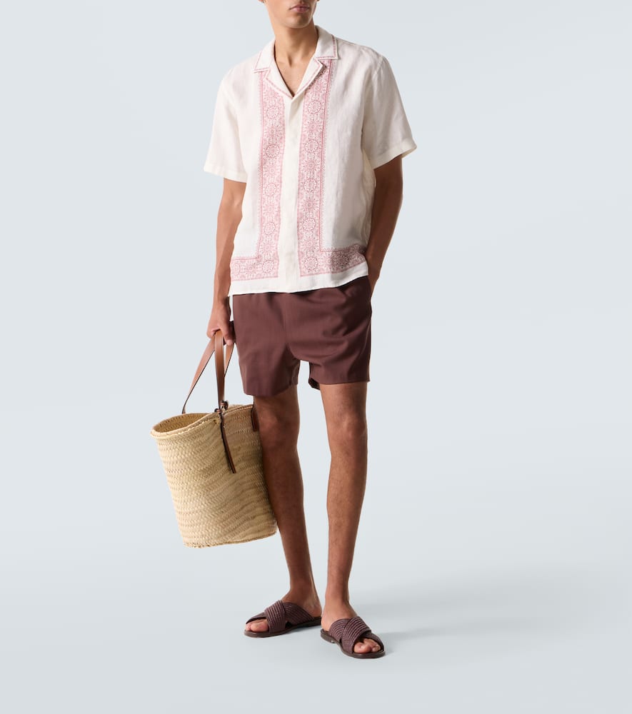 Maitan printed linen bowling shirt