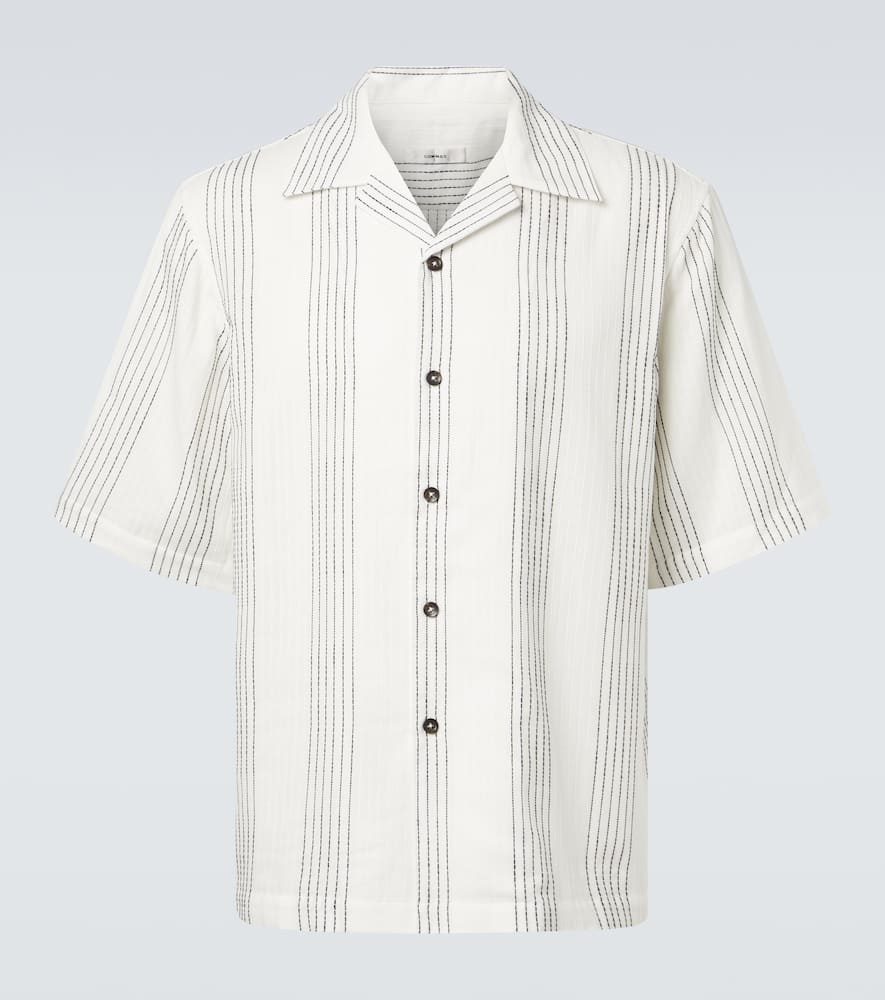 Kantha striped cotton bowling shirt