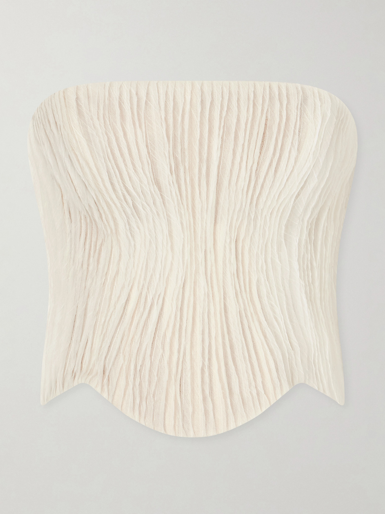Crinkled-organza Bustier Top - Neutrals