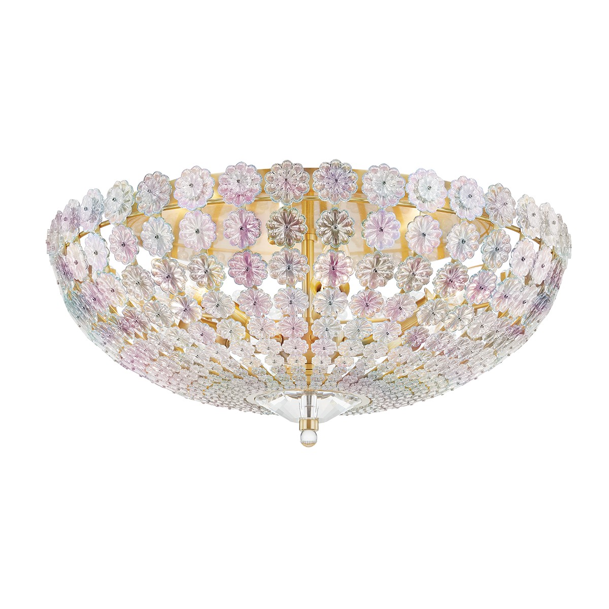 Aged Brass Six Light Flush Mount from the Floral Park Collection