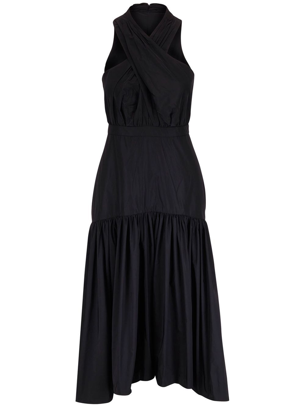Crossover-detail midi dress - Black
