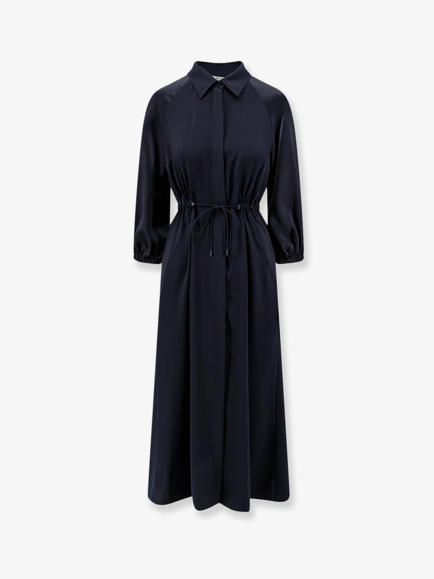 Silk Shirt Dress Dress — Navy