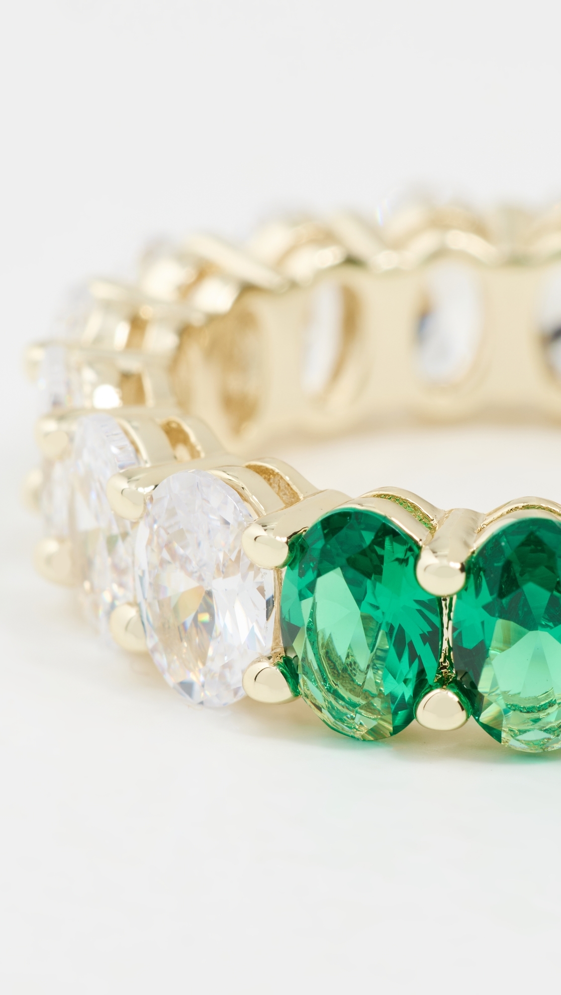 By Adina Eden Colored Oval Cubic Zirconia Half Half Eternity Band Emerald Green