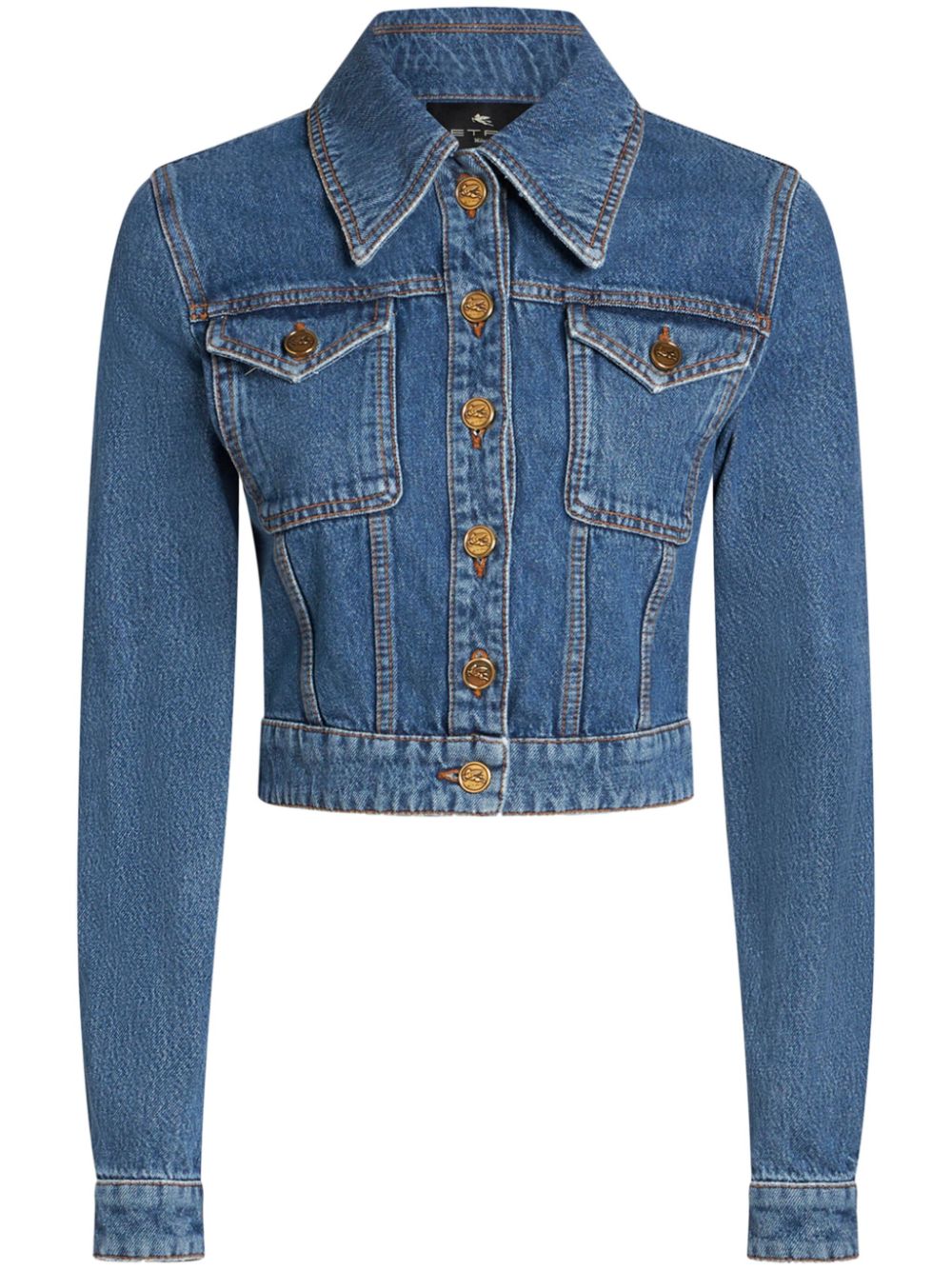 Pegaso-embroidered denim jacket - Blue
