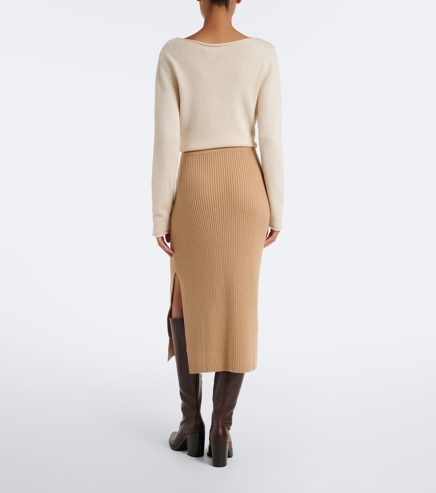Virgin wool and cashmere midi skirt